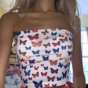 🧡🦋 New XS/S Butterfly Strapless Tube Top 🧡🦋